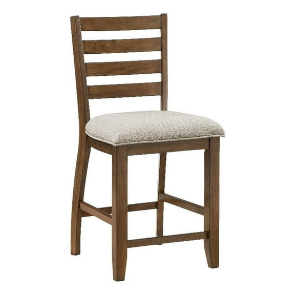 Trea 26 Inch Counter Height Chair- Ladder Back- Polyester- Cherry- Set of 2