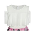 thumbnail image 4 of Girls Dress Chiffon Butterfly Ruffle Cold Shoulder White Pink 7, 4 of 7