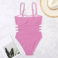 thumbnail image 6 of QHFBli Womens Scoop Neck One Piece Swimsuit High Leg Ribbed Bathing Suits Hollow Side One-Piece Swimwear Sexy Monokini, 6 of 9
