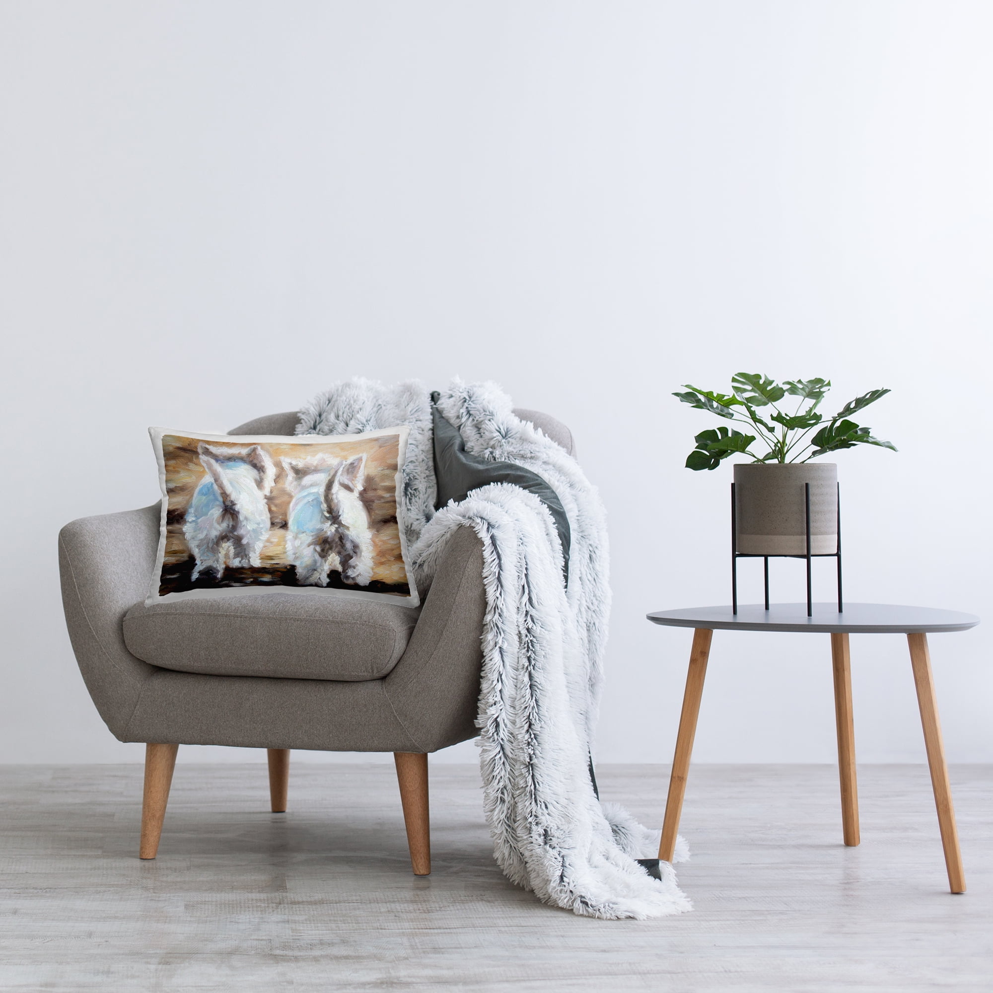 Stupell Industries Farewell White Puppies Decorative Printed Throw Pillow, design by Mary Sparrow