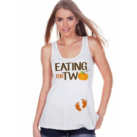 7 ate 9 Apparel Women's Eating For Two Fall Pregnancy Announcement Tank Top -