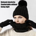 thumbnail image 6 of Koiauber 3Pcs/Set Knitted Scarf Gloves Set Pom Pom Ball Fleece Lining Brimless Hat Touchscreen Gloves Neck Warmer Set, 6 of 7