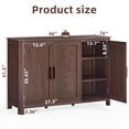 thumbnail image 3 of 46" Coffee Bar Cabinet Set of 2, Kitchen Storage Cabinet with 3 Doors, Sideboard Buffet Cabinet with Adjustable Shelves for Kitchen, Dining Room, Walnut, 3 of 12