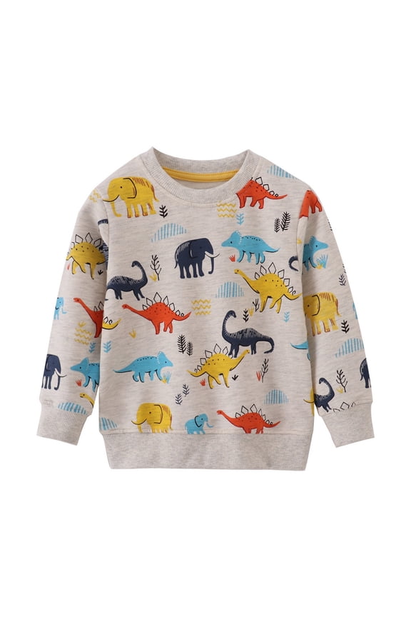 Toddler Boys' Sweatshirt Animal Graphic Long Sleeved Cute Funny Pullover Top Kids Lightweight Child Hoodie SweatshirtsLight Gray