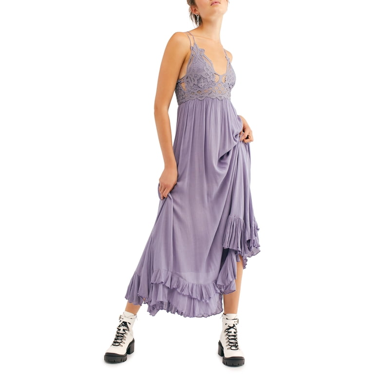 knee length dresses for ladies FREE PEOPLE One Ciella Scoop Neck Printed Maxi Dress – Silver Accents main image 0