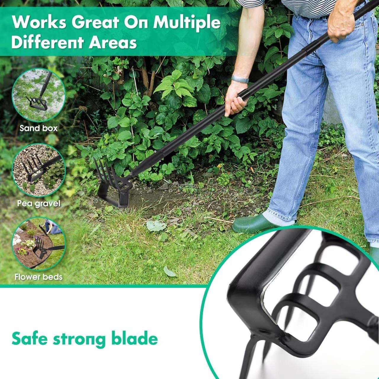 Yeyebest Stirrup Hoe and Cultivator with 73 inches Adjustable Handle for Weeding,Digging, Loosening Soil, Metal Garden Hula Hoe