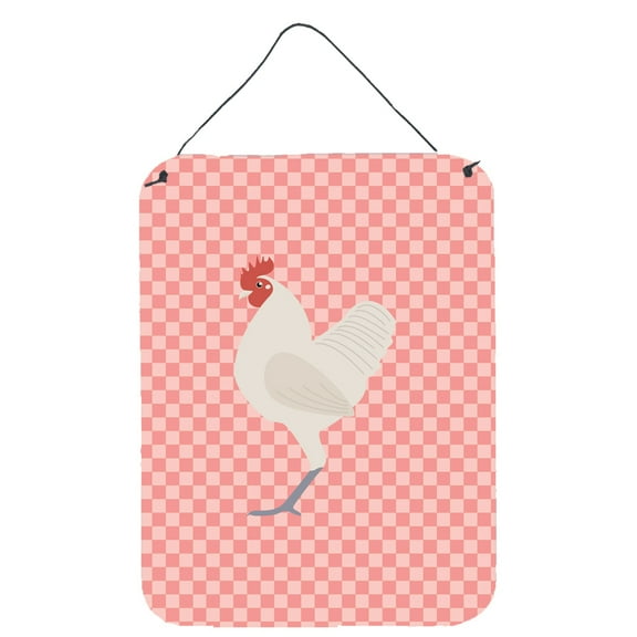 Caroline's Treasures BB7837DS1216 German Langshan Chicken Pink Check Wall or Door Hanging Prints, 12x16, multicolor
