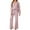 Pink, variant on Women's V-Neck Two Piece Set, Oversized Pullover and Flared Pants, Loose Fit Lounge Set, Brushed Fleece Loungewear Outfit, Jogger Set Black L