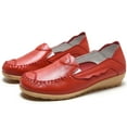 thumbnail image 2 of Vedolay Women's Platform Loafers Loafers for Women Slip On Leather Comfort Rubber Sole Flats Shoes,Red 8.5, 2 of 5