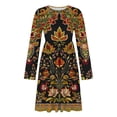thumbnail image 5 of CHGBMOK Women's Midi Dress Long Sleeve Loose Fit Dresses Casual Crew Neck Print Dresses, 5 of 7