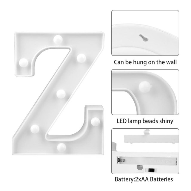 Lámpara 3D 26 Letras Alfabeto LED Marquee Sign Light Interior Wall Hang Night Lamp (Z JShteea Para estrenar