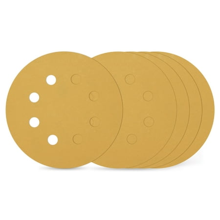 50 Pcs Sanding Disc 5 Inch 120 Grit 8 Hole Hook and Loop Random Orbital Sandpapers Suitable for Drywall Sander Wood Metal Furniture Yellow