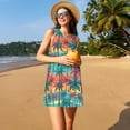 thumbnail image 3 of Rocae Hawaii Palms for Sleeveless Dresses Summer Casual Ruffle Sleeveless Cute Crew Neck Flowy Dress with Pockets, 3 of 7