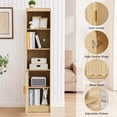 thumbnail image 4 of YOCWO 67" Tall Bathroom Storage Cabinet with Adjustable Shelves, 5 Tiers & 1 Door Bathroom Storage Tower with Wave Panel & Mental Handle, Freestanding Narrow Cabinet for Small Spaces, Natural, 4 of 7