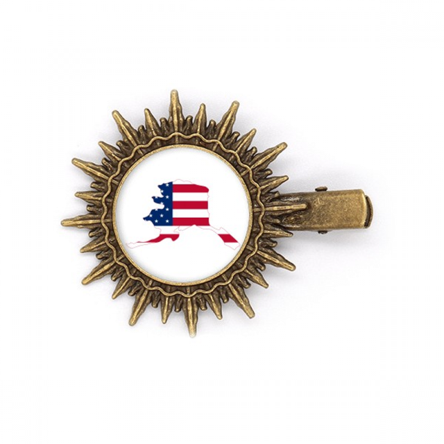 Pince à Cheveux Rétro en Métal Forme Drapeau Étoiles Rayures Alaka USA