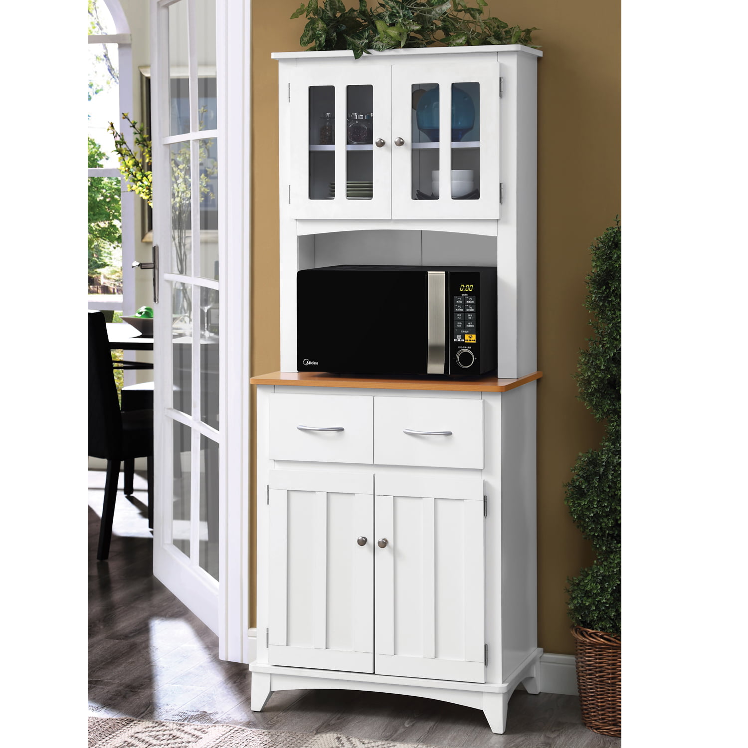 Large Microwave Cart End Kitchen Cabinet Countertop Shelf Tall Pantry