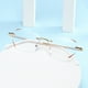 thumbnail image 5 of Gafas antienvejecimiento con luz azul perforada sin marco con borde de diamante para mujer, gafas planas para miopía, 5 of 5
