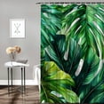 thumbnail image 2 of Orinice Tropical Plant Shower Curtain Palm Leaves Green Botanical Banana Leaf Monstera Leaf Watercolour Bathroom Curtains Set Polyester Fabric with Hooks  69x72, 2 of 7