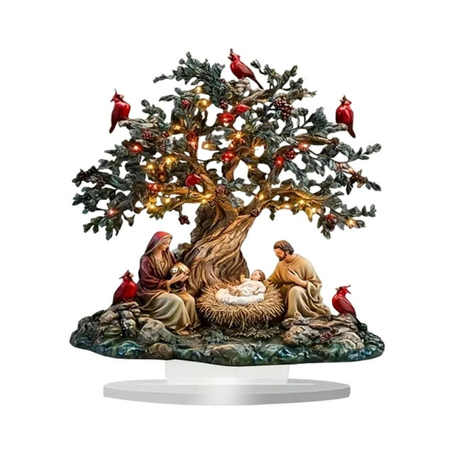 veasfak 2D Flat Christmas Nativity Scene Sign Collection with Holder Art Craft Christmas Style A