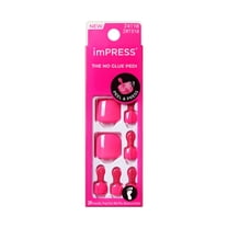 KISS imPRESS Press On Toenails, ‘Bloomi’, Pink, Short Squoval, 24 Count