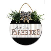 Welcome To Our Farmhouse Sign for Front Door, Decor for Farmhouse Porch Decorations, Round Wooden Hanging Sign Housewarming Gift for Home Outdoor Indoor
