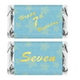 thumbnail image 1 of 7th Birthday Miniature Candy Bar Wrapper, Seven Blue Mini Chocolate Bar Stickers for Birthday Party, Table Top Event Decorations, Candy Not Included., 1 of 4
