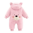 thumbnail image 5 of Baby Girls Fleece Jumpsuit Pink Onesie Baby Long Sleeve Button down Jumpsuit Bear Ears Hooded Warm Baby Boy Clothes Baby Clothes 0-3 Months, 5 of 5