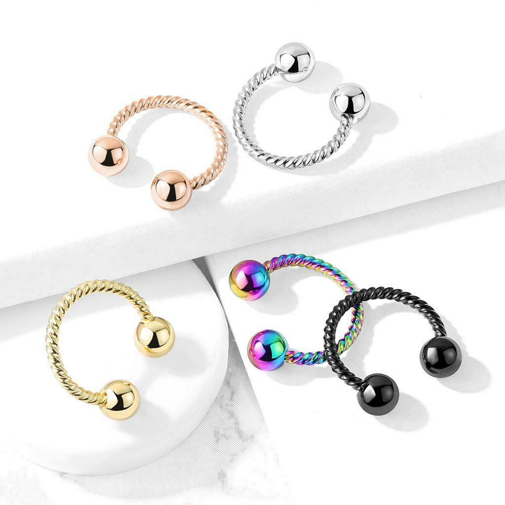 Lobal Domination Twisted Roped Line Septum Clicker - 16g, 10mm, Surgical Steel, Nose Ring