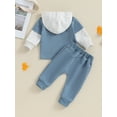 thumbnail image 4 of Suealasg Toddler Baby Boys Fall Outfits 6M 1T 2T 3T 4T Kids Boys Contrast Color Hooded Long Sleeve Hoodies Sweatshirts and Long Pants 2 Piece Autumn Tracksuit Clothing for Little Boys, 4 of 9