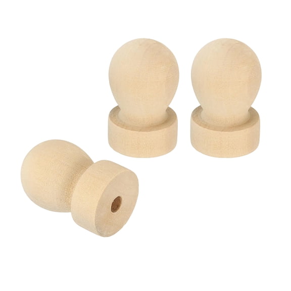 25mm Stamp Wood Round Handle, 3Pcs Wooden Knobs Stamp Mounts Drawer Pulls for Stamp Making DIY Crafting Scrapbooking, Brown