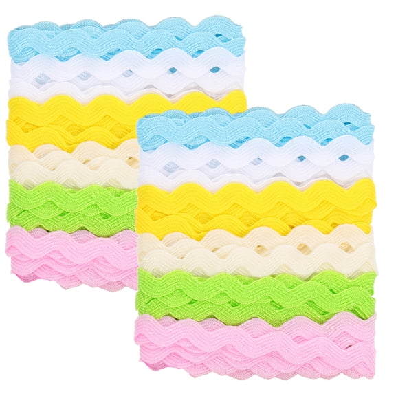 LOLIPPYY 2-Pack Decorative Wavy Edge Ribbon Trim with Simple Wave Fringe for Sewing, Crafts, Projects and Home Decor