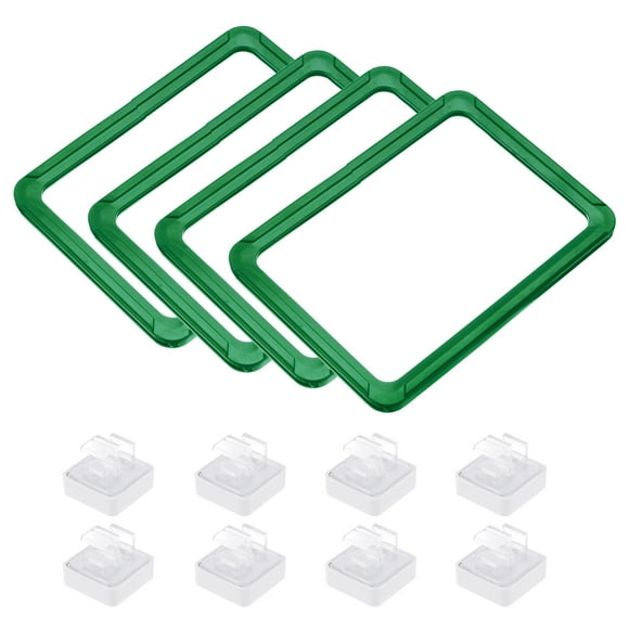 4pcs Magnetic Label Holder, 6 x 4 Inch A6 Shelf Label Card Sign Frame with Base for Metal Shelf Rack, Green