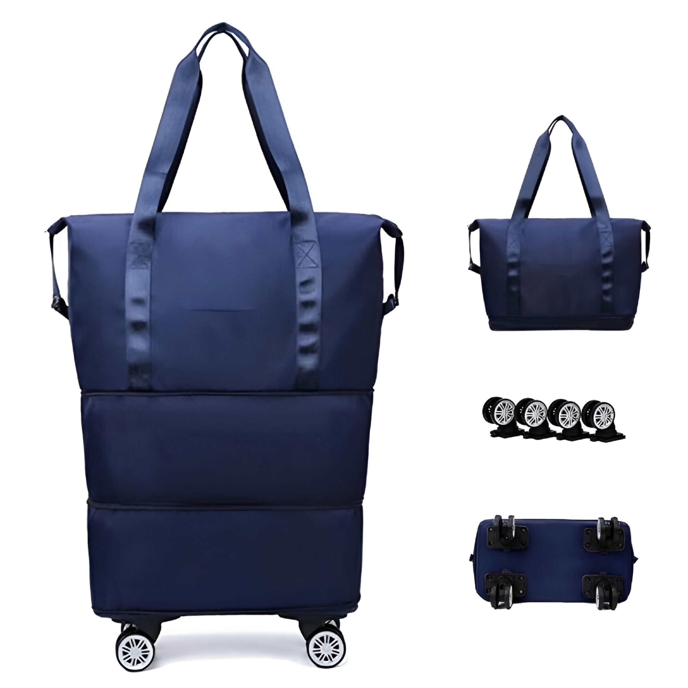 GASTROPOD 2026 New 26In Foldable Travel Bag Expandable, Rolling Duffle Bag with Wheels, Weekender Travel Bag with Rolling Wheels, Tote Bag for Travel, Weekend, Gym, Vacation Dark Blue
