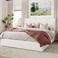 thumbnail image 2 of Allewie Queen Size Velvet Lift Up Storage Bed Frame, Vertical Channel Tufted Headboard, Hydrualic Underneath Storage, Upholstered Platform Bed, Wooden Slats Support, No Box Spring Needed, White, 2 of 9