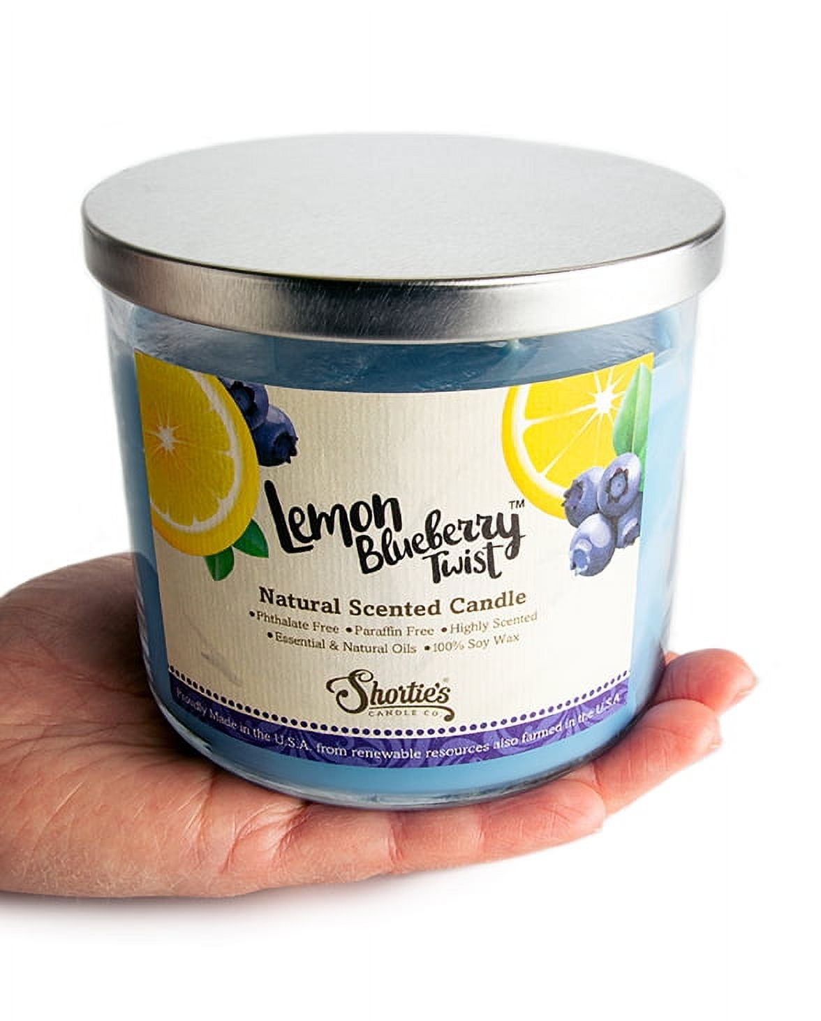 Lemon Blueberry Twist Scented 3 Wick Candle - All Natural - Made with 100% Responsibly Sourced Soy and Essential Fragrance Oils - Phthalate & Paraffin Free, Vegan, Non-Toxic