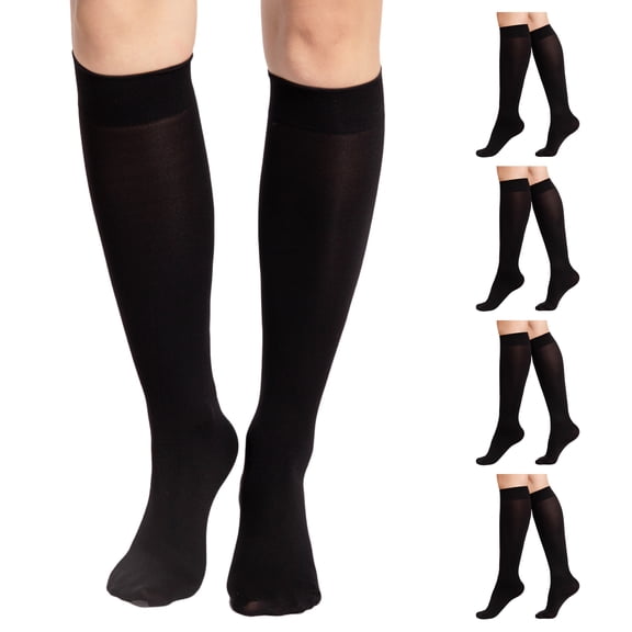 Manzi 4 Pairs Knee High Stockings 40D Semi Opaque Trouser Socks for Women