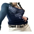 thumbnail image 3 of Crop Top Vintage Y2K à Imprimé Graphique pour Femmes, Chandail à Manches Longues, Col Rond, Coupe Ajustée, T-Shirt, Tenue de Rue E-Girl des Années 90, 3 of 5