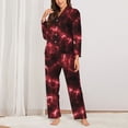 thumbnail image 2 of Fotbe Red Line Conjunto de Pijama de Manga Larga para Mujer con Estampado, Ropa de Dormir de 2 Piezas, Conjunto de Casa Suave y Cómodo con Bolsillos-Small, 2 of 7