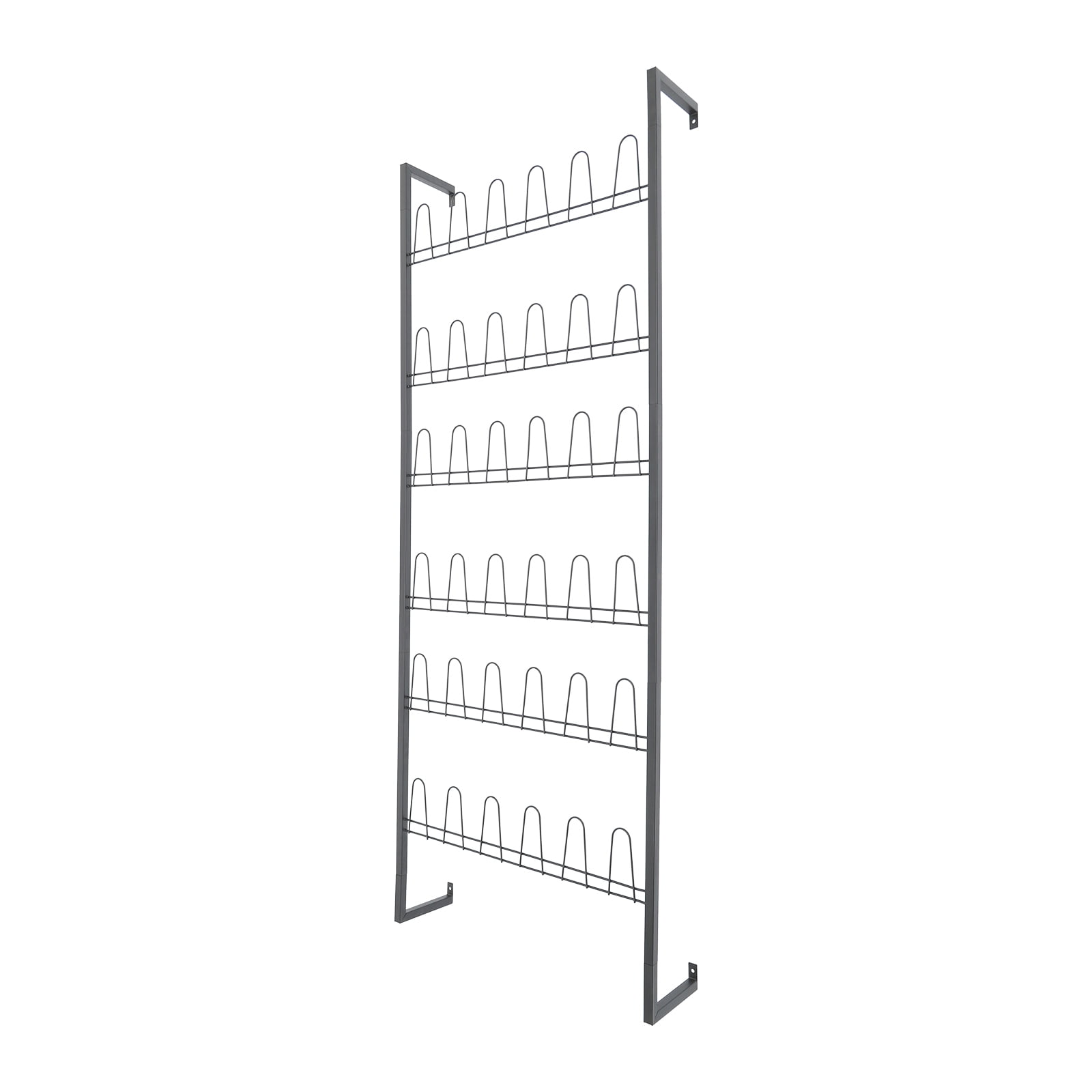 6 Tiers Metal Shoe Organizer, Wall Mounted Shoe Rack, Metal Hanging Shoe Rack Black