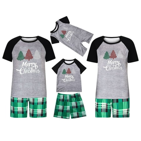 

FAVIPT Black and Friday Deals 2023 Matching Family Christmas Pajamas Sets Family Christmas Pajamas Matching Sets Plaid Xmas Short Pants Christmas Tree Print Pjs Sets Loose Short Sleeve Outfits