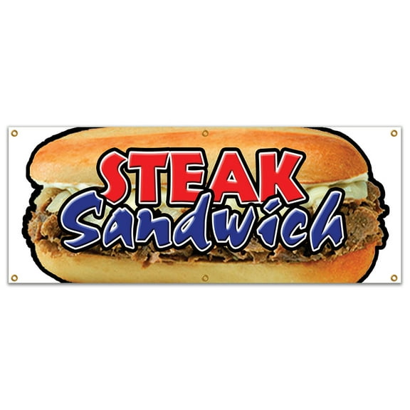 72" STEAK SANDWICH BANNER SIGN cheesesteak philly sub hoagie big huge beef hamburger