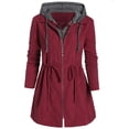 thumbnail image 2 of ERFCXS Veste Polaire Douce à Fermeture Éclair Classique pour Femmes Mode Patchwork d'Hiver à Capuche Espace Plus Épais Manteau en Coton Veste Polaire Rouge L, 2 of 7