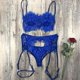 thumbnail image 2 of Conjunto de lencería sexy de encaje para mujer Ropa interior de babydoll Sujetador Tanga Ropa de dormir / S / Azul Afortunado Sencillez, 2 of 4