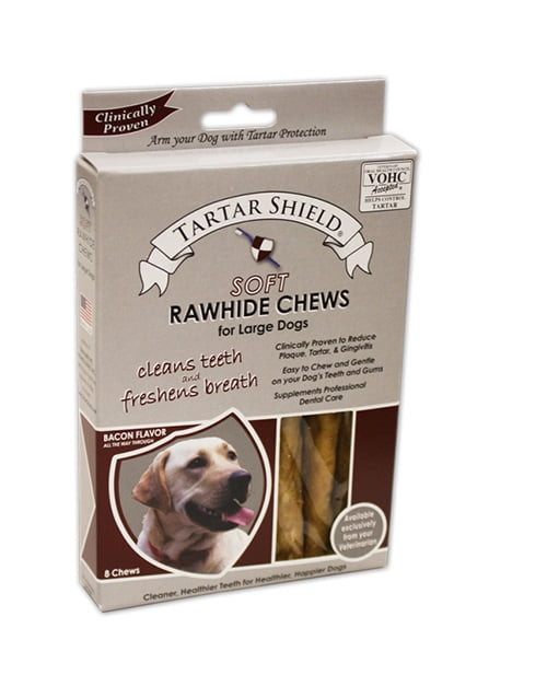 Tartar Shield Soft Rawhide Chews for Large Dogs 8 Count