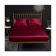 thumbnail image 3 of 4 Piece Silk Sateen Bedding Set with Fitted Sheet, Flat Sheet, Pillowcase, Breathable, Soft and Comfortable Red (King), 3 of 5
