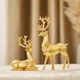 thumbnail image 5 of CoreLiving Golden Deer Decor, Elegant Gold Reindeer Statue Set, Seated and Standing Christmas Deer Sculpture, Luxurious Minimalist Home Decor for Living Room, Office Desk, Wine Cabinet, Display Shelf, 5 of 9