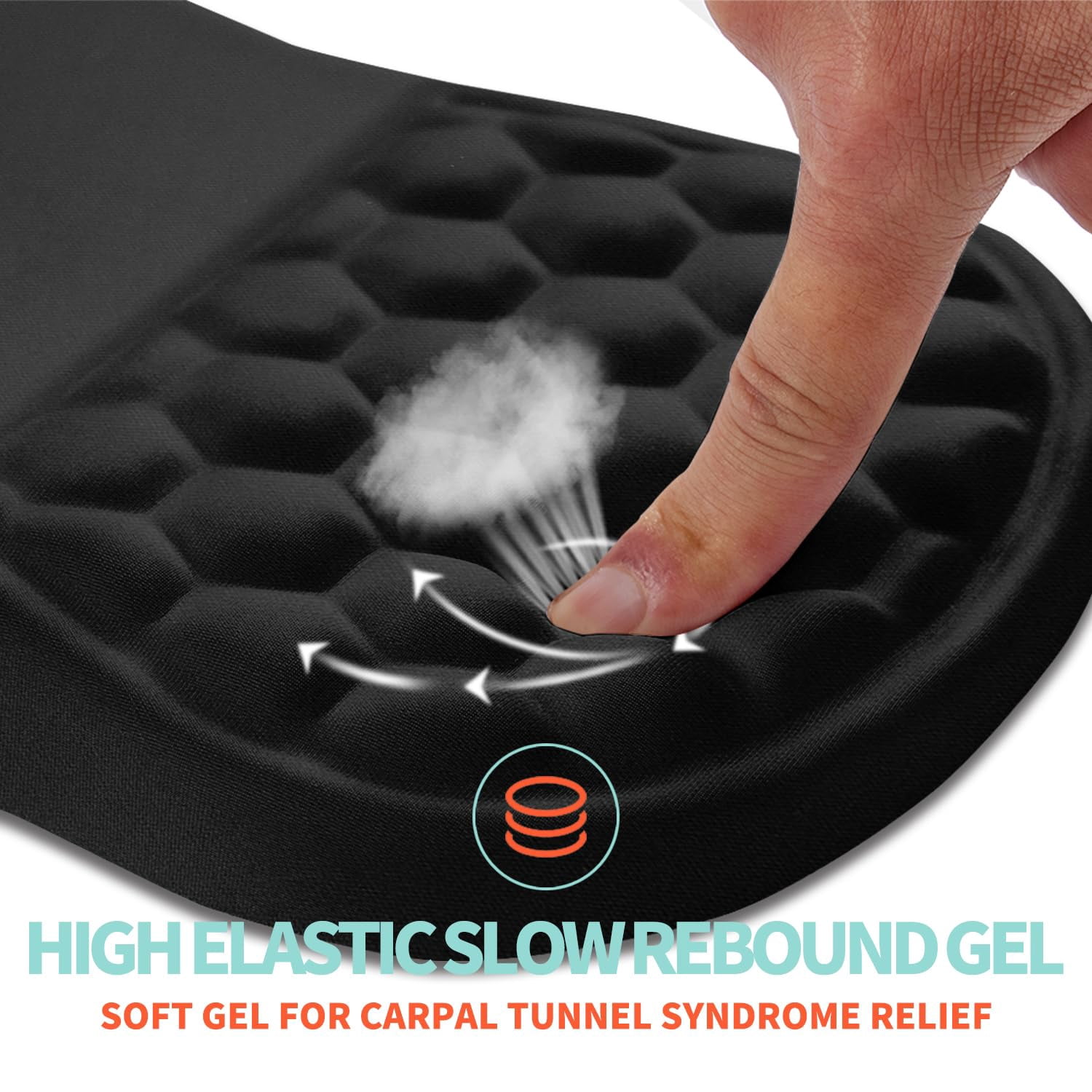 Mouse Pad Wrist Support With Memory Foam Massage Bulge  Carpal Tunnel Mousepad Rest For Mouse(12x8 Inch Black)