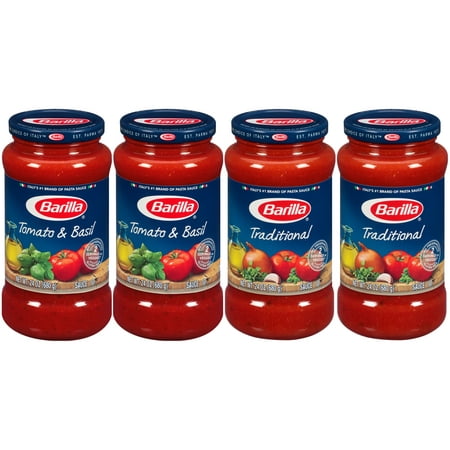 Barilla Pasta Sauce Traditional Sauce & Tomato and Basil, Sauce Variety Pack 24 oz (Pack of 4) Authentic Italian