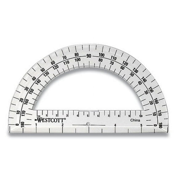 180 Degree Protractor, Plastic, 6" Ruler Edge/180 Degree, Clear | Bundle of 2 Each