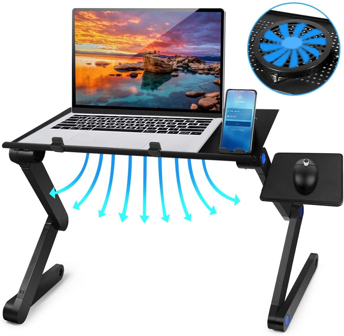 360°Adjustable foldable laptop Notebook Desk Table Stand Bed Tray Mouse Board 